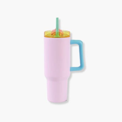 Termo Taza aislante 1200ml IDRINK Rosa, triple aislamiento, acero inoxidable, diseño moderno, tapa antisalpicaduras, BPA-free.