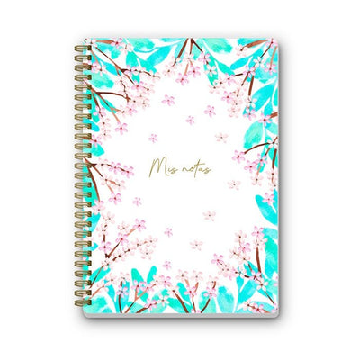 Cuaderno de Anillas A5 Cherry Blossom con diseño floral, tapa dura y encuadernación Wire-O.