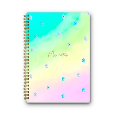 Cuaderno de Anillas A5 Rainbow con tapa dura y diseño colorido, ideal para escribir y dibujar.