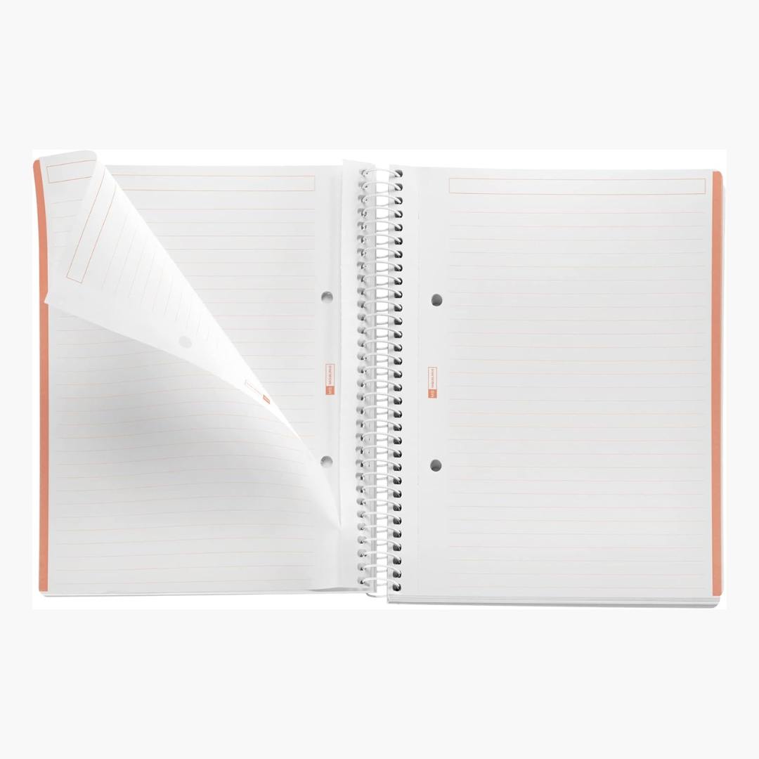 Cuaderno A5 con frases motivadoras, tapa dura, papel de alta calidad, espiral COIL-LOCK, sostenible.