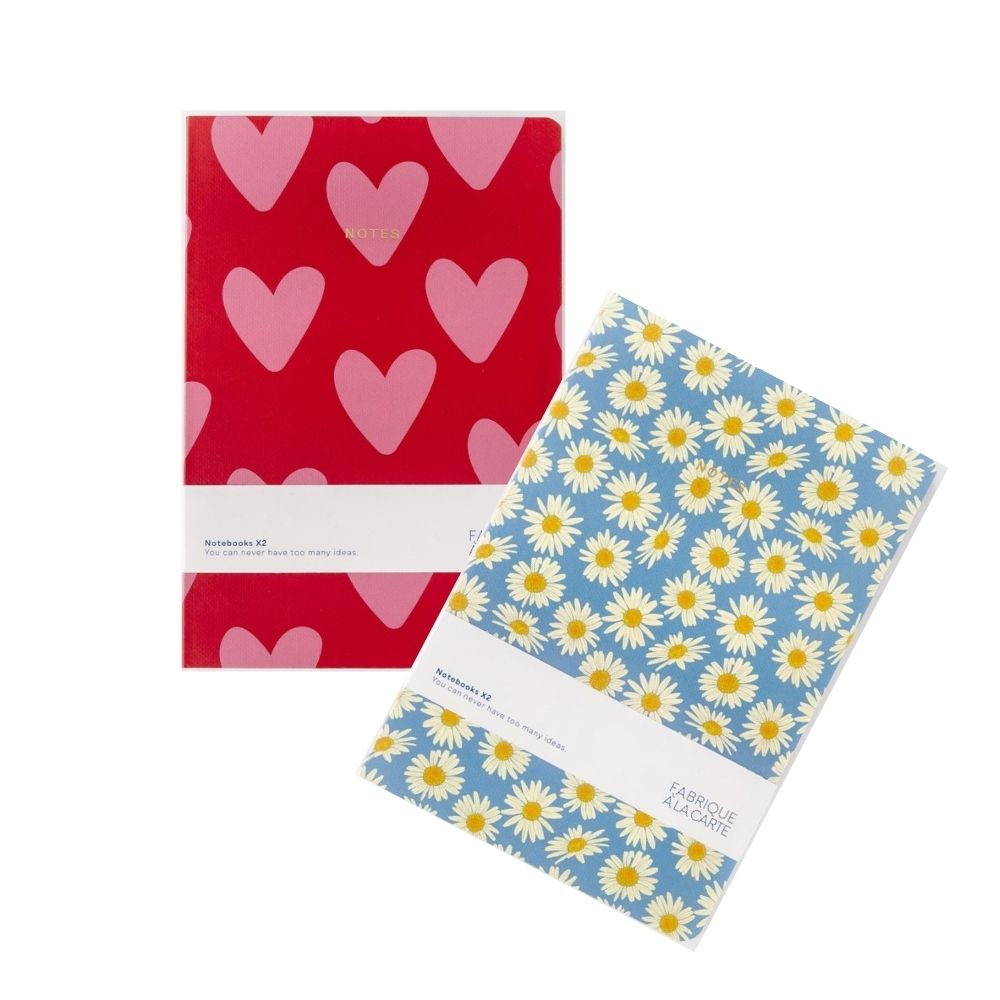 set de 2 cuadernos ajournal daisy hearts