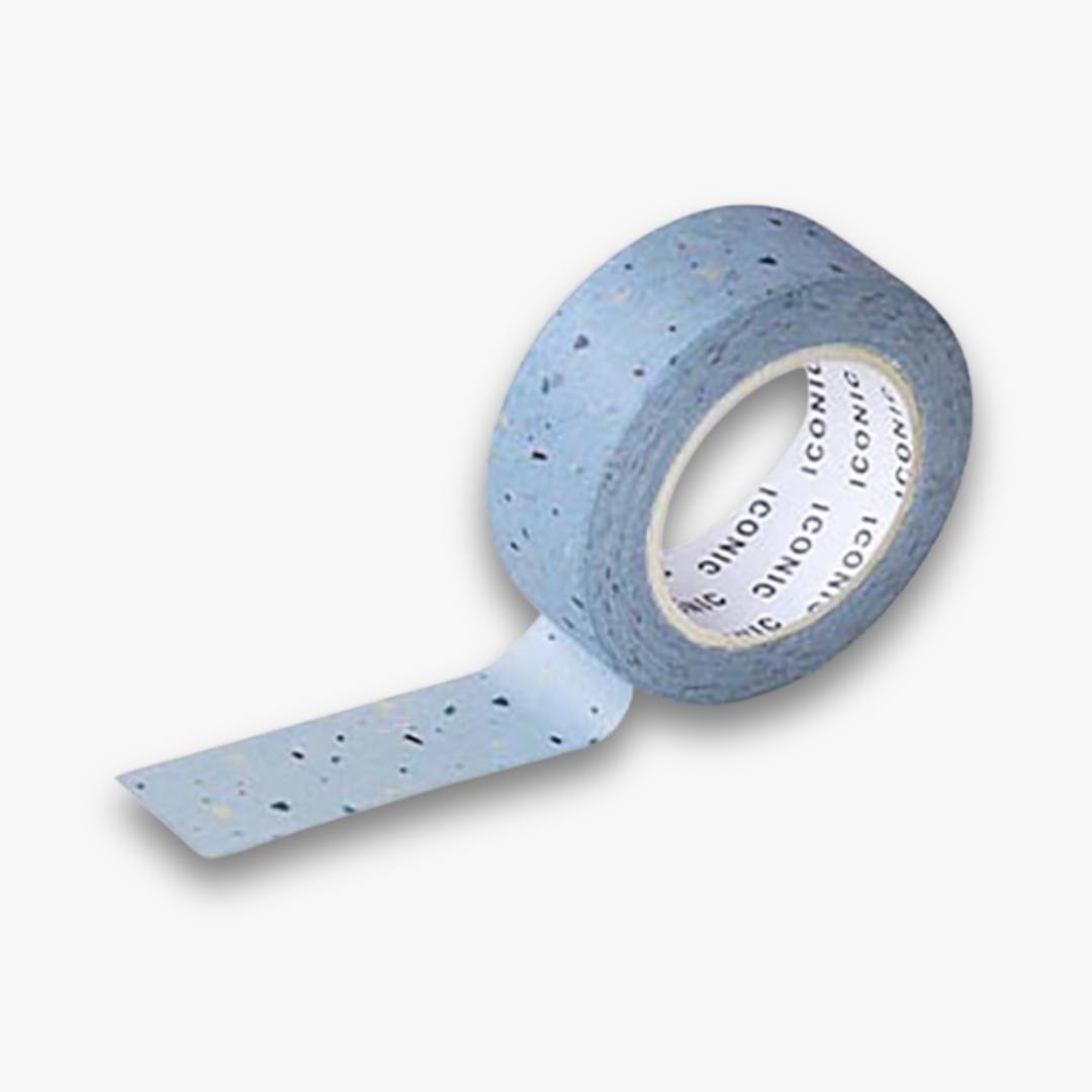 Cinta decorativa Washi Tape Blue Terrazo con diseño azul y motivos decorativos.